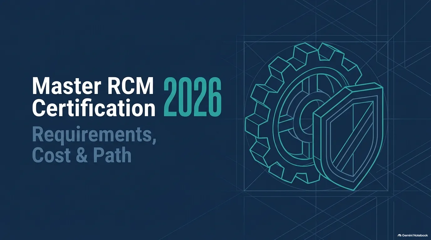 Complete guide cover for RCM Certification requirements, exam cost, and step-by-step certification path per SAE JA1011.