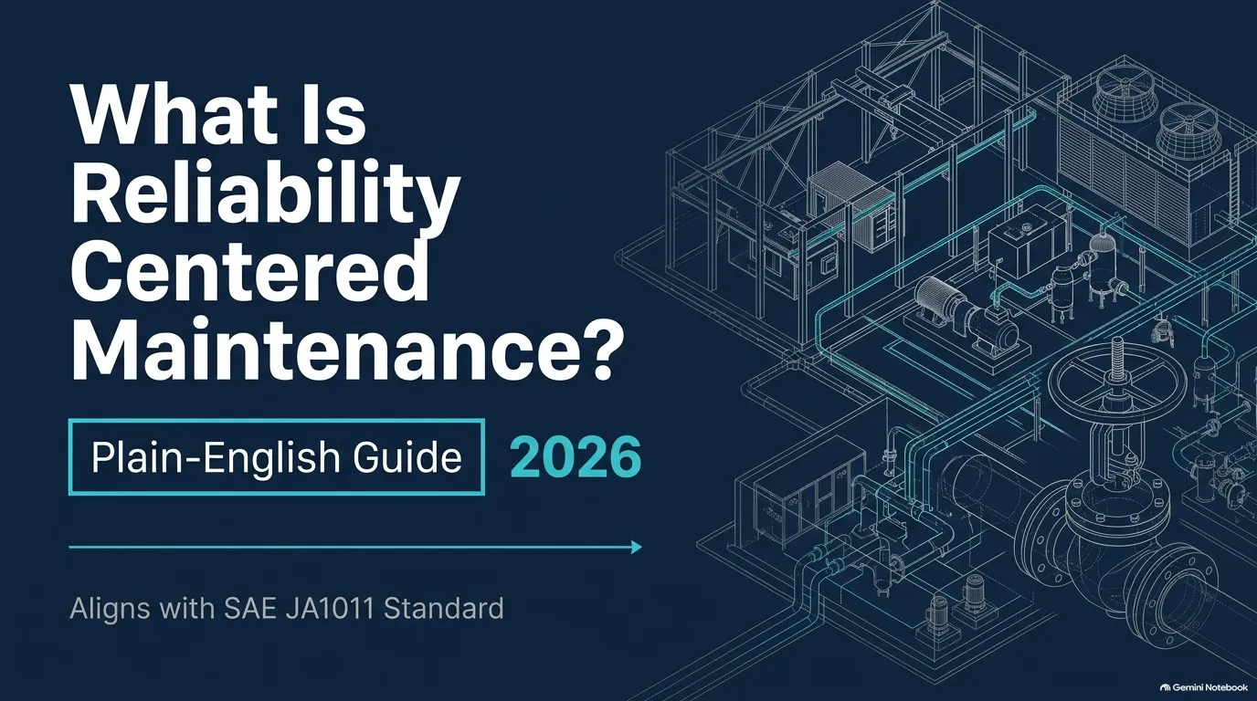 Plain-English cover guide for Reliability Centered Maintenance (RCM) based on SAE JA1011 standards.